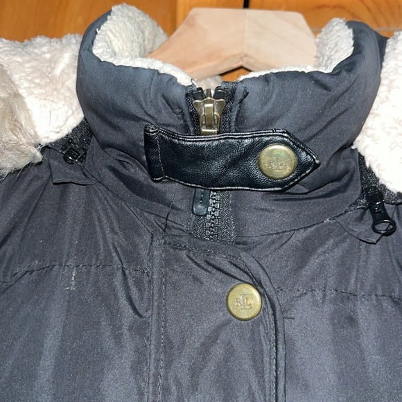 Long Puffer Jacket | Faux Sherpa, Removable Hood - Picture 6 of 7